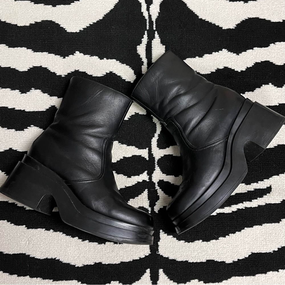 Vintage 90s Y2K SoHo Cobbler Alex Chunky Platform Leather Boots Size 8.5 - Picture 5 of 16
